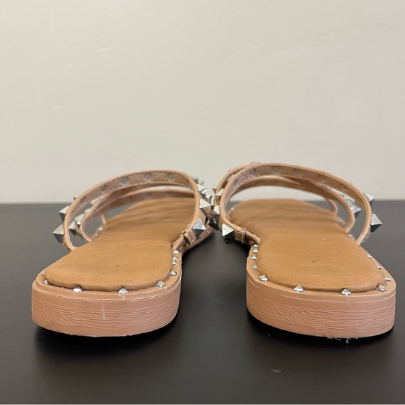 Nicole Miller Silver Studded Slide In Sandals - Picture 6 of 9
